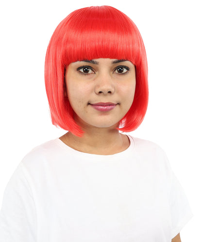 Adult Women’s Medium Bob Wig with Bangs – Layered Hairstyle with Soft Synthetic Fibers & Smooth Texture With Standard Cap | Stylish Hairpiece for Cosplay, Parties & Photo Shoots | Multicolor Options