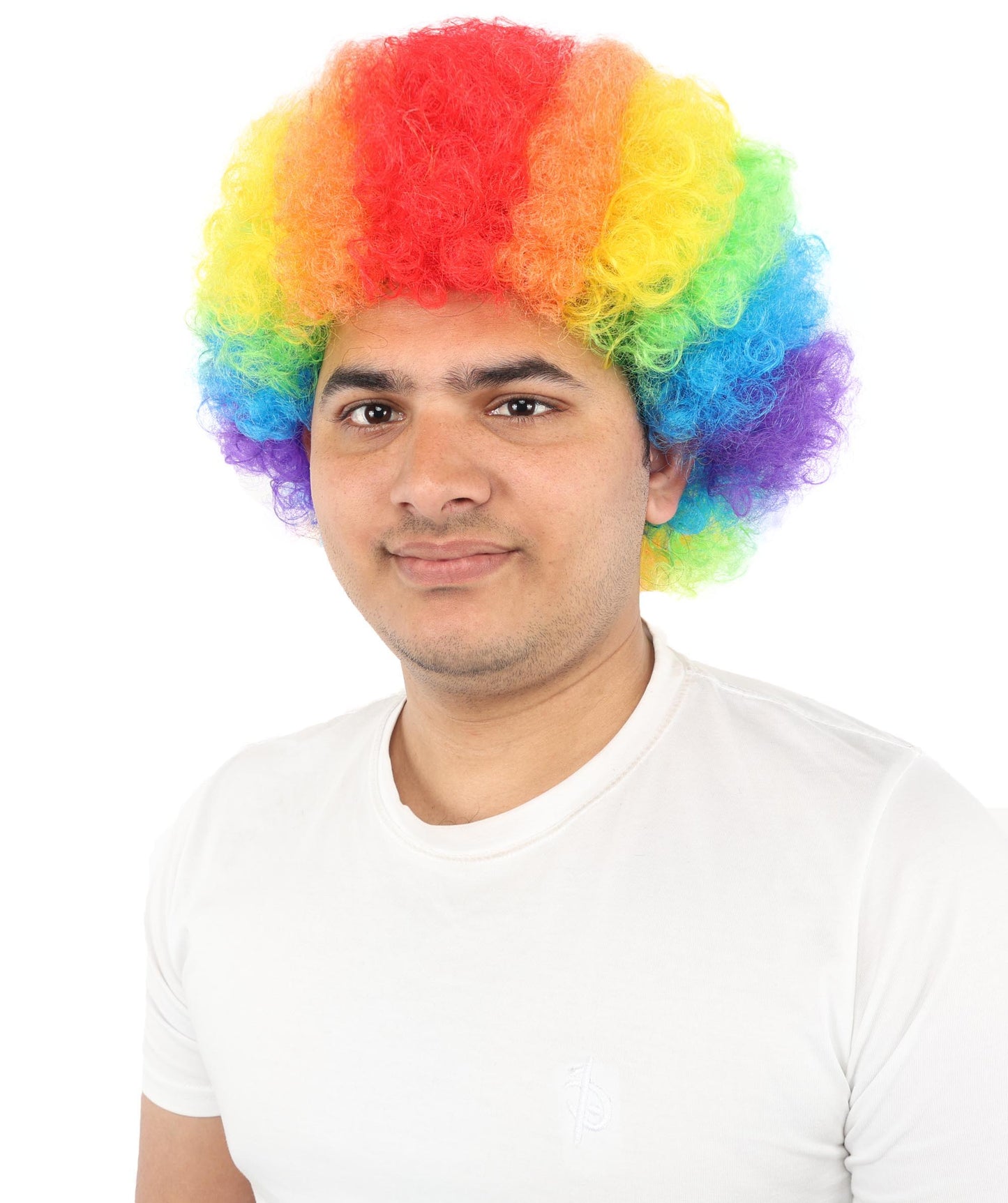 HPO Unisex Rainbow Afro Clown Wig | Multicolor Hairpiece with Standard Cap Design | Suitable for Cosplay, Parties, and Themed Events