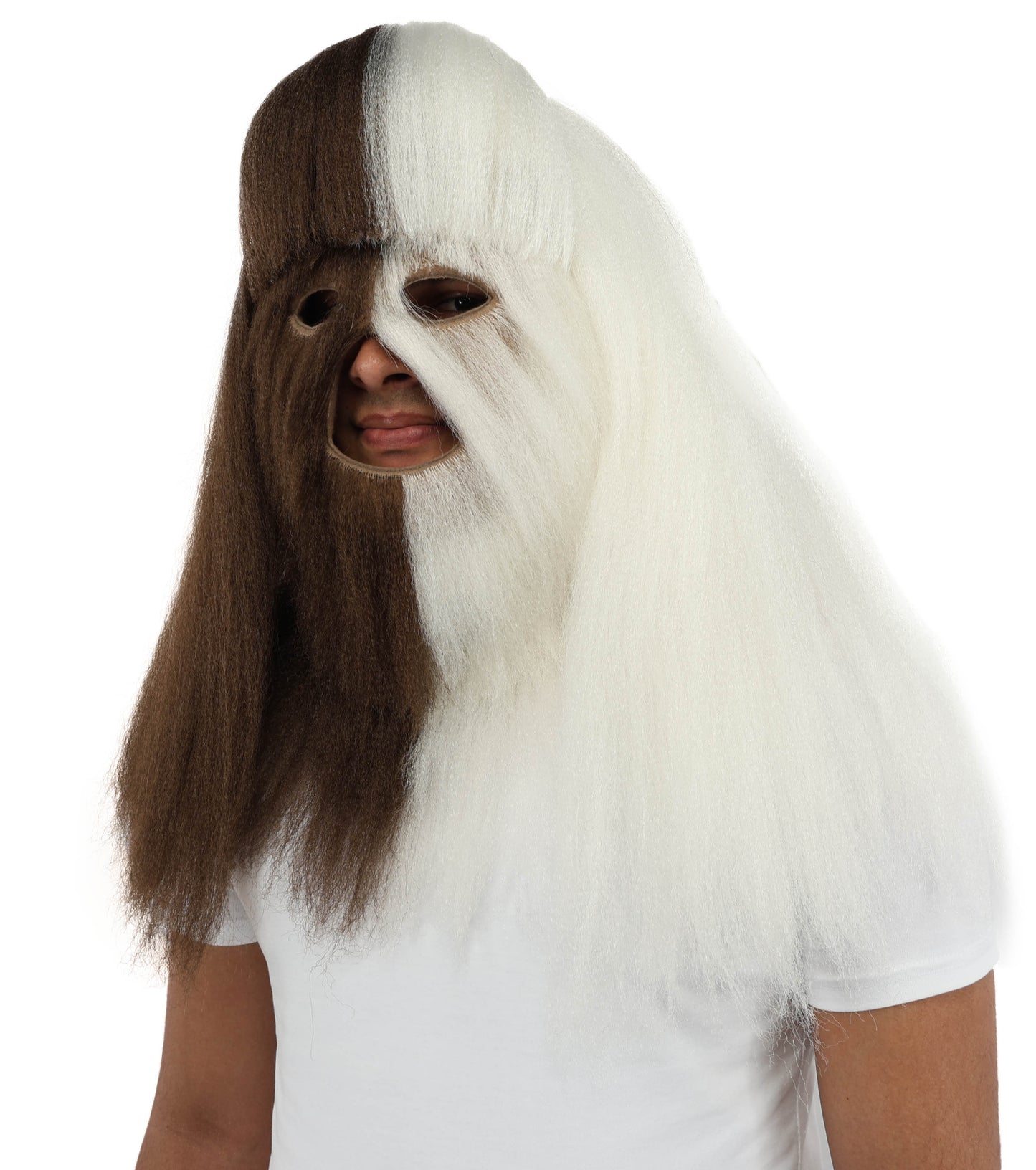 HPO  Extreme Hairy Person Two Part Costume, Mask and Bundle Set - Full-Body Hair Suit Extra-Long Costume Wig for Halloween, Cosplay & Parties - Multiple Color Options