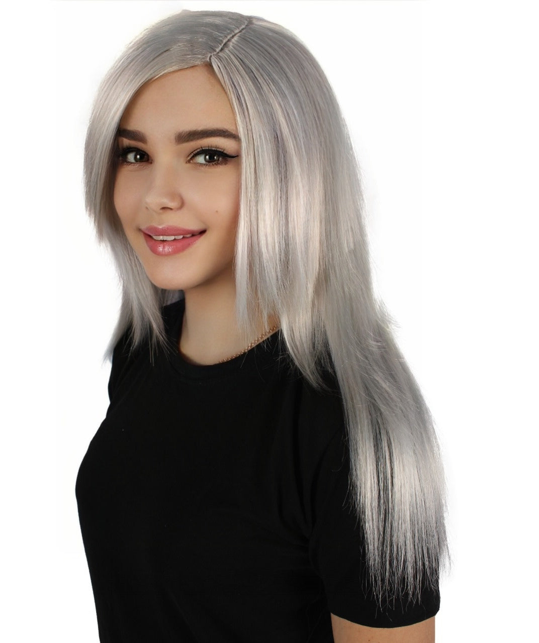 HPO Women's Grey Straight Wig | Flame-retardant Synthetic Fiber | Standard  Wig Cap