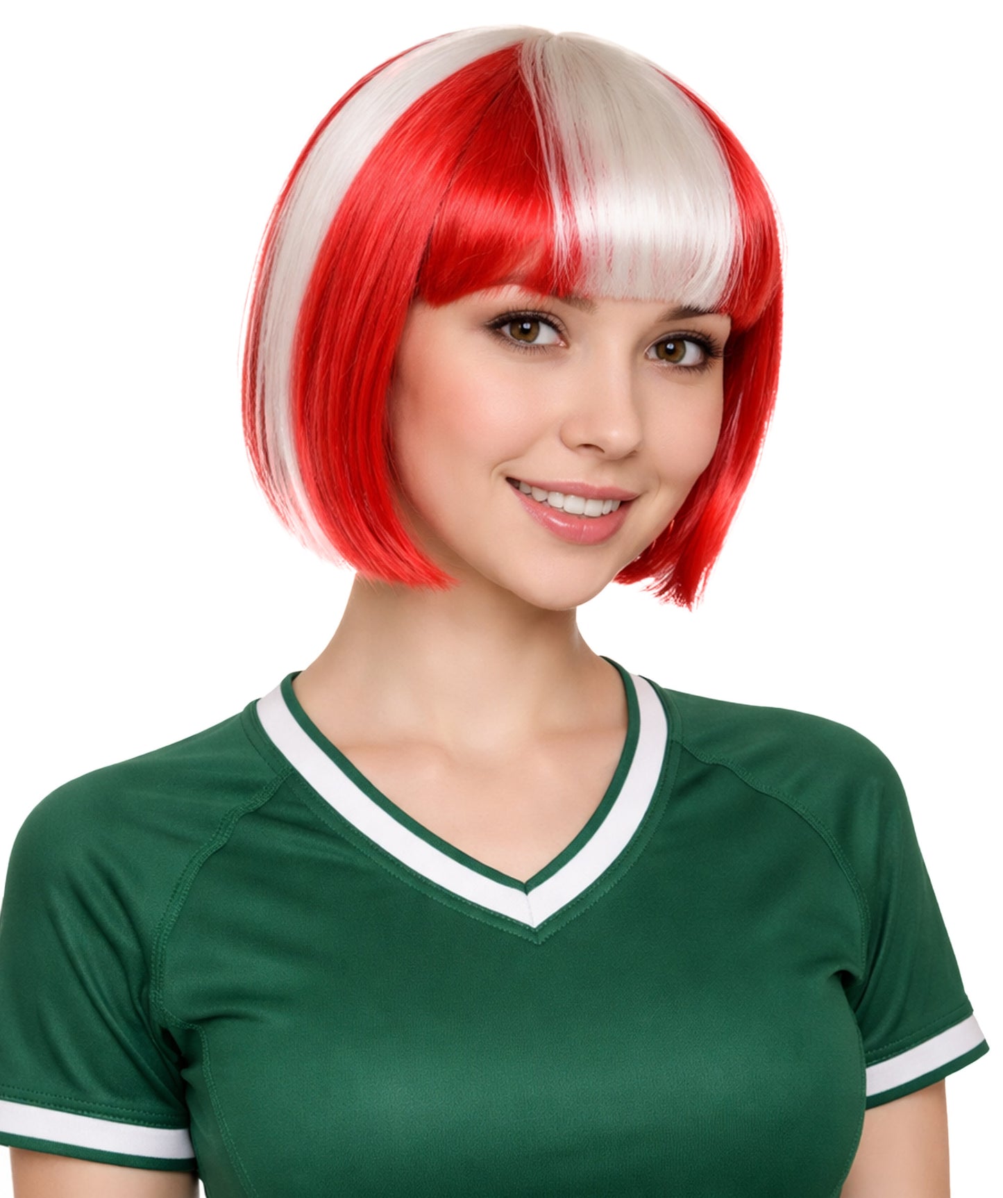 Denmark Flag Sport Party Bob Wig | National Pride Halloween Wig | Premium Breathable Capless Cap