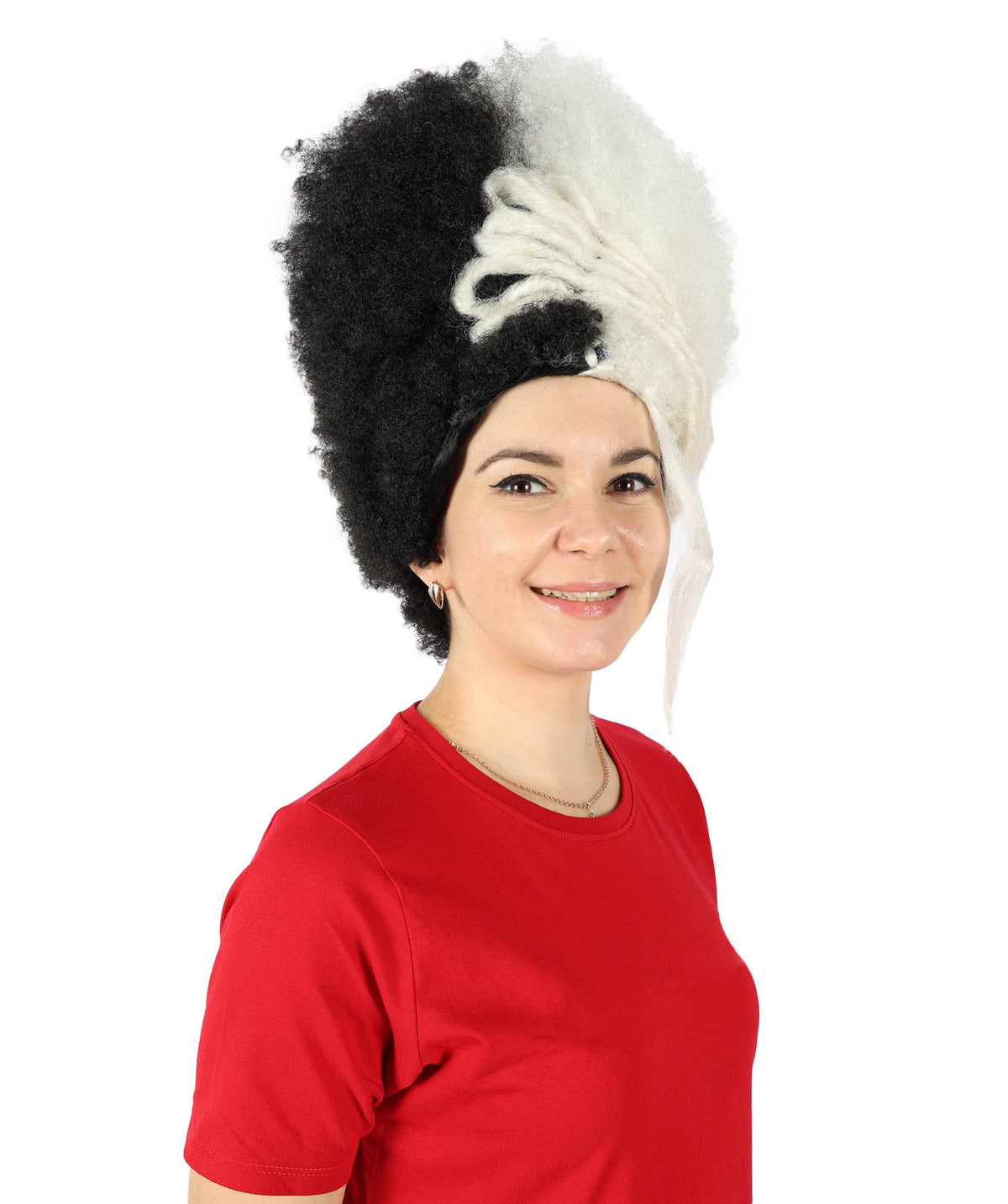 Women's 16" Inch Medium Length Halloween Fancy Afro Puff Good as Hell Goddess Costume Wig, Synthetic Fiber Hair with Braids, | HPO