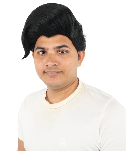 HPO Adult & Teen Men's Sleek Updo Theatrical Wig | Icy silver tone, create of synthetic fiber, striking swept front volume, breathable base | Party, Halloween, theater, drag, performance, costume events