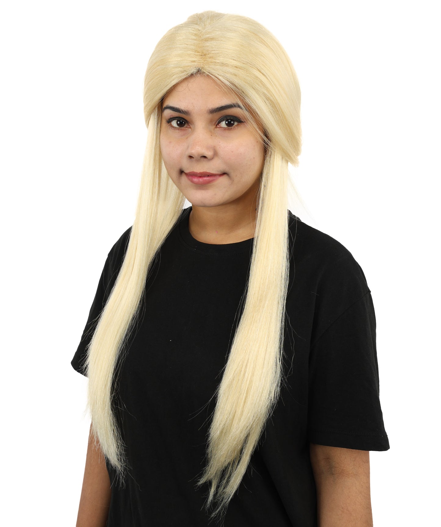 HPO Women's Deep Copper Plait Blonde Wig | 29-Inch Matte Synthetic Fiber, Heavy Single Braid Style, Center Part | Halloween, Carnival, Theater, Fantasy Events