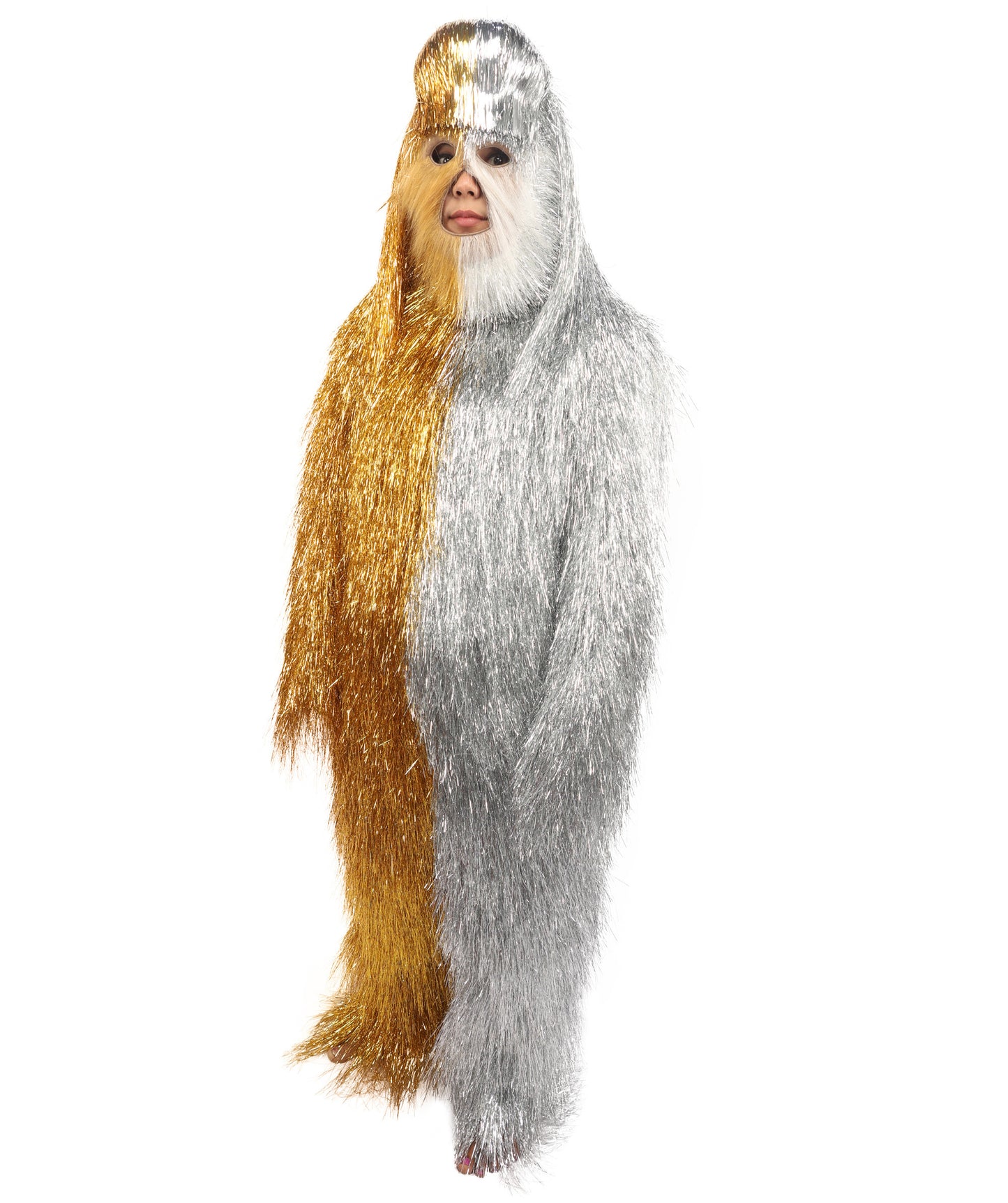HPO Teen Extreme Hairy Two Part Costume Bundle & Mask Set - Full-Body Hair Suit Extra-Long Costume Wig for Halloween, Cosplay & Parties - Multiple Color Options