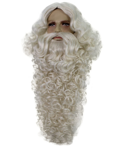 HPO Deluxe Long Santa Wig Beard & Mustache Set – Synthetic Costume Accessory
