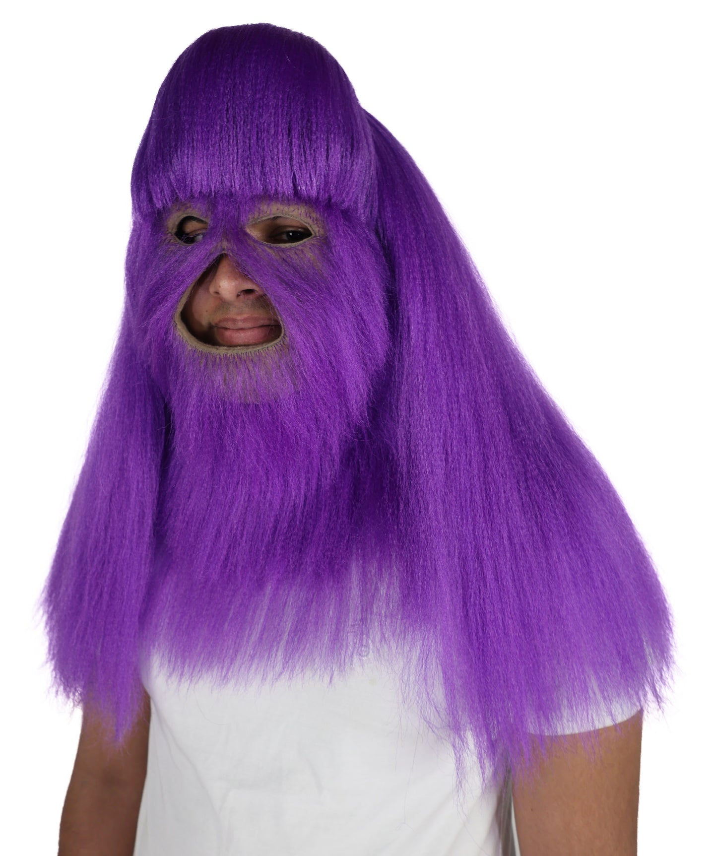 HPO Unisex Extreme Hairy Person Costume, Mask and Bundle - Full-Body Hair Suit Extra-Long Ash Brown Costume Wig for Halloween, Cosplay & Parties