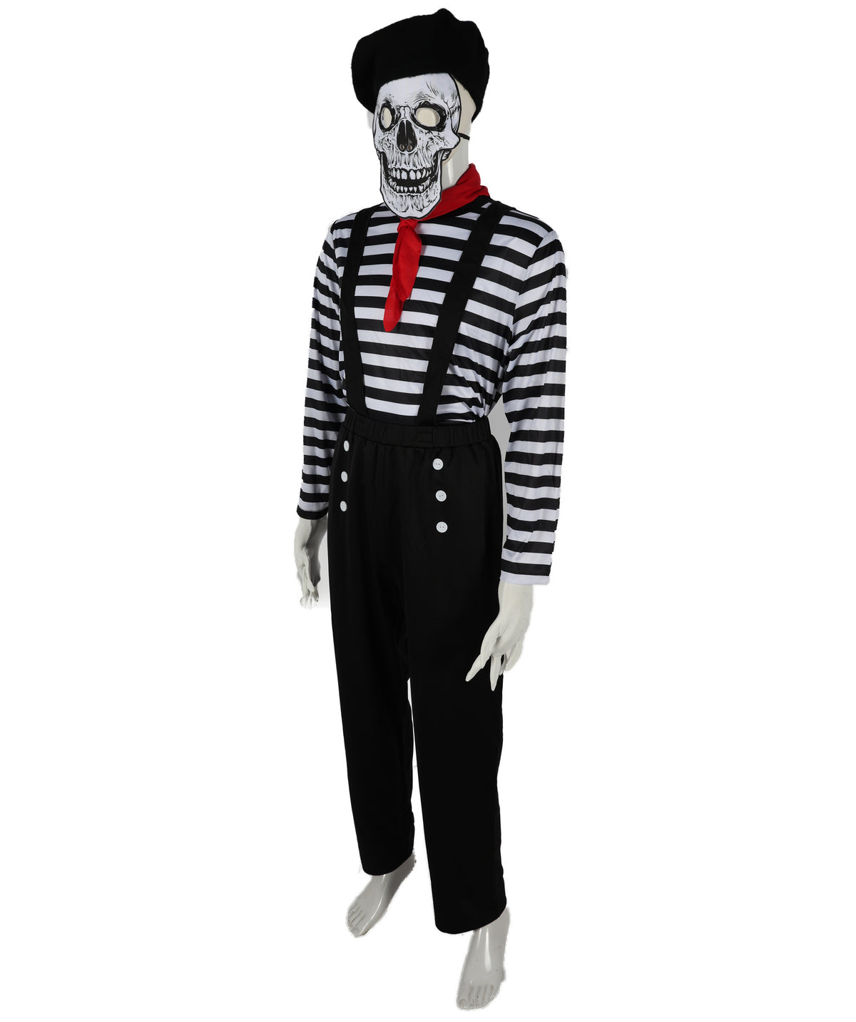 HPO Adult Men’s Classic Black and White Mime Costume – for Halloween and Themed Parties