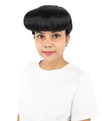 HPO Adult Women's Retro Pin-Up Wig | Multicolor Options, create of synthetic fiber, vintage curled bumper bangs with rolled back, breathable base | Party, Halloween, theater, drag, performance, costume events