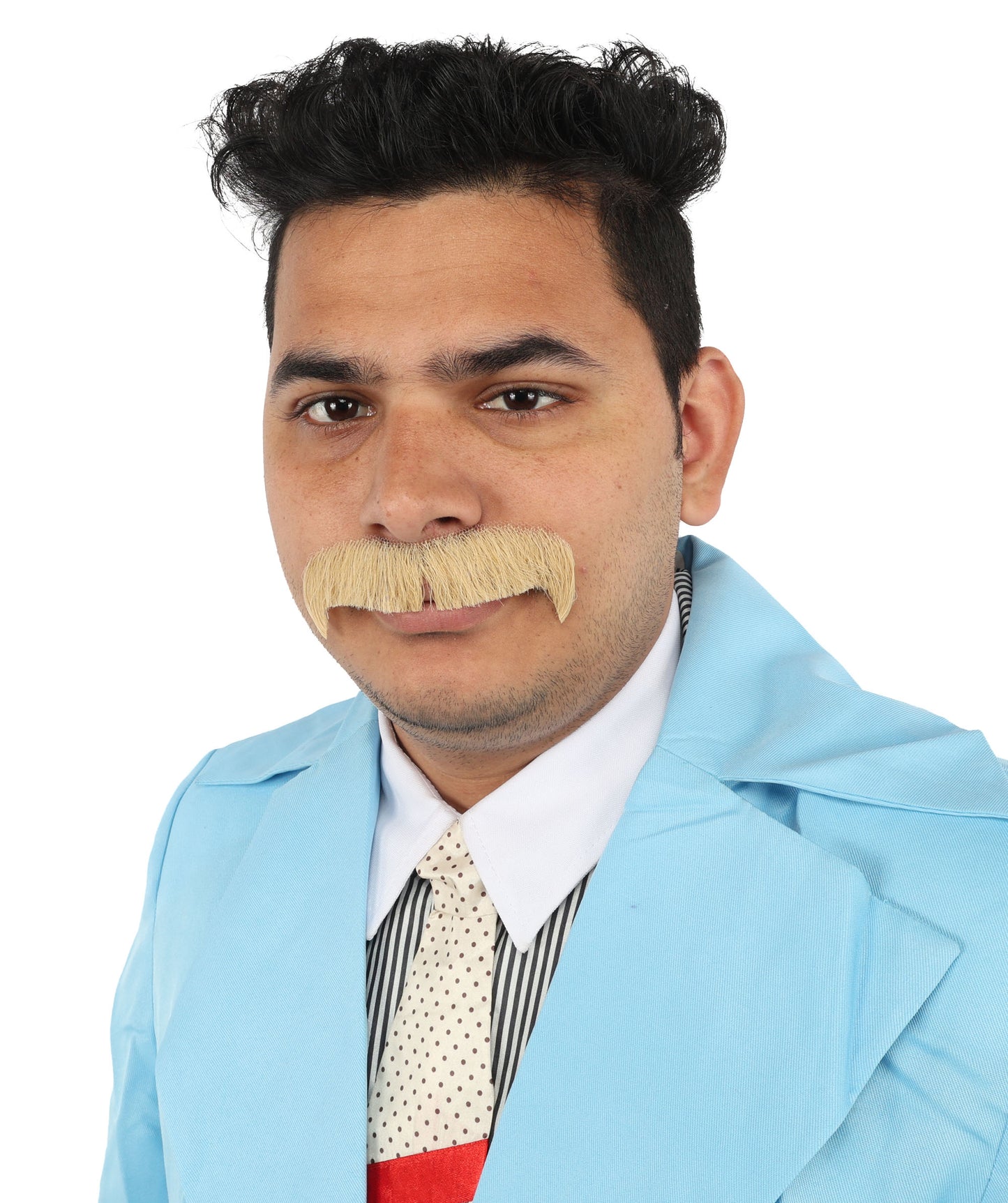 Premium Horseshoe Facial Hair White & Blonde Moustache | HPO