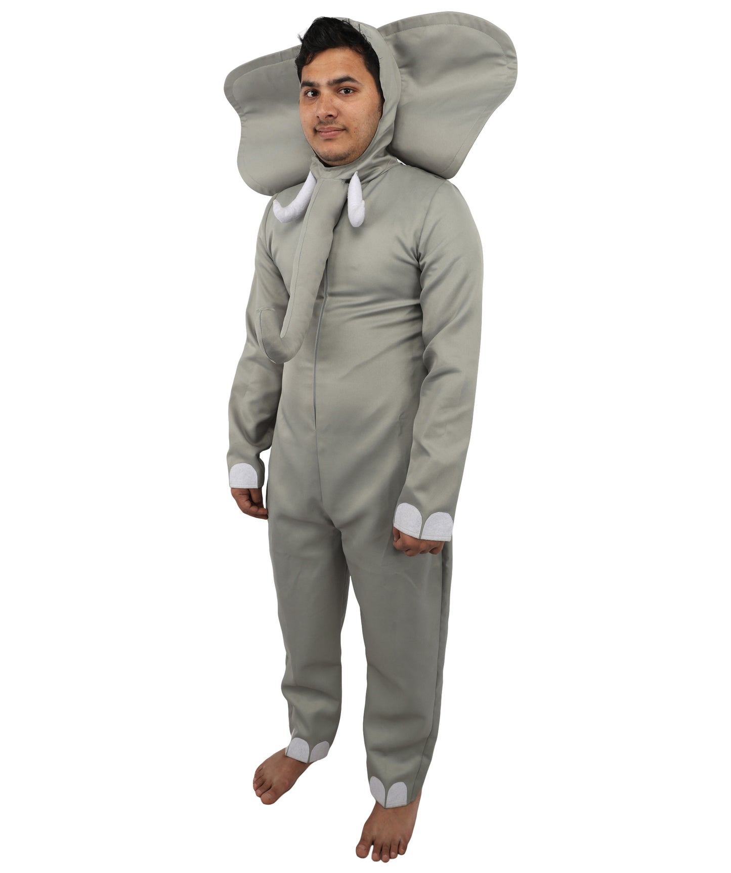 HPO Men's Grey Elephant Jungle Safari Costume - One-Piece Animal Jumpsuit