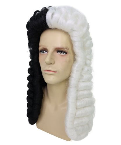 Colonial Men Judge Curly Long White Wig | Premium Breathable Capless Cap