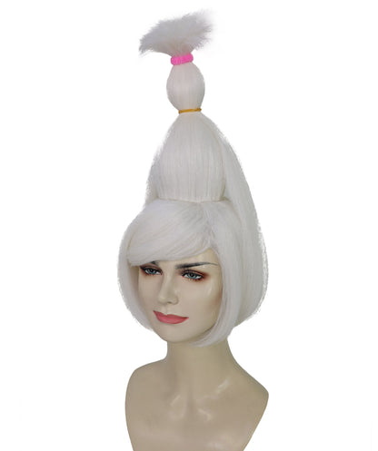 HPO Women’s Silver Grey Wig with Bangs | DAN DA DAN-Inspired Hairpiece | Halloween, Stage Performance& Party