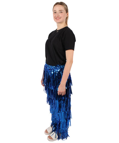 HPO Adult Women's Tinsel Fringed Tiered Multiple Color Options Trousers, Perfect for Halloween, Flame-retardant Synthetic Material