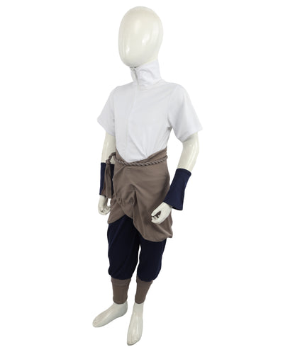 HPO Men's Ninja Warrior Outfit Costume | Soft Jersey Fabric Construction with Layered Tunic Pants and Arm Guards | Ideal for Cosplay, Halloween, Themed Party, and Anime Conventions