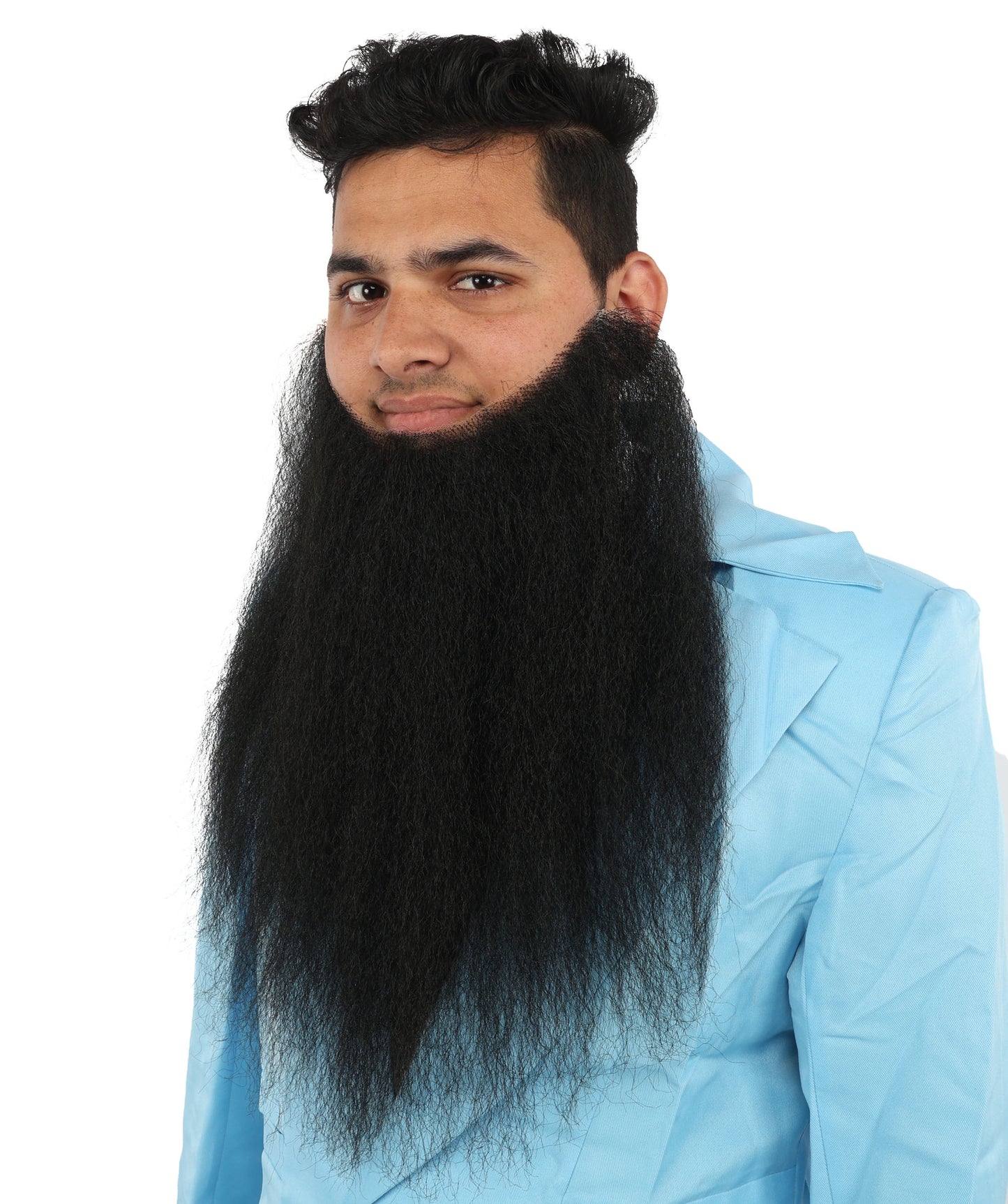 HPO Adult Men's Human Hair Beard Natural Black Facial Hair I Perfect for Halloween and Cosplay