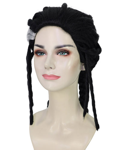 HPO Adult Women’s Black Braided Wig with Natural Hairline | Inspired by Fantasy Adventure Heroine Look | Ideal for Halloween |       Breathable Cap