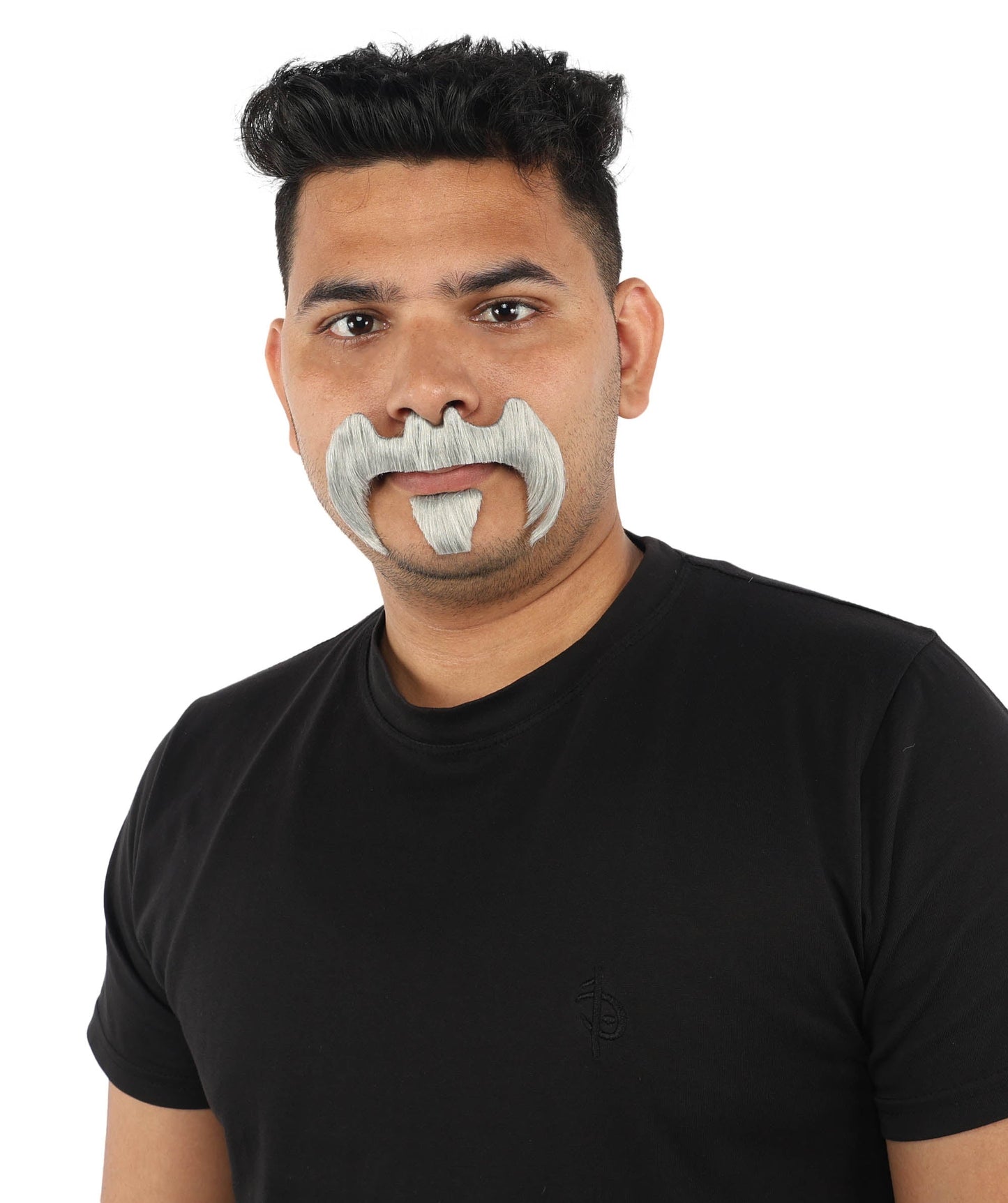 HPO Adult Men’s Bold Horseshoe Mustache with Chin Beard Set – Multiple Color Options - Flame-retardant Synthetic Fiber Fake Facial Hair | Ideal for Halloween Parties, Cowboy, Police Roleplay and Themed Events