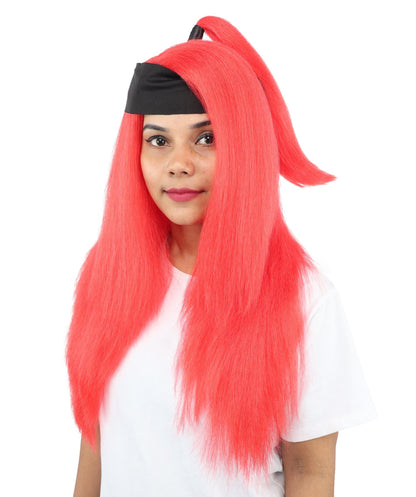 Women's High Ponytail Ninja Wig | Multiple Color Options | Create of synthetic fiber, long straight texture with top-tied fountain, breathable base | Cosplay, Halloween, theater, party, performance, costume events
