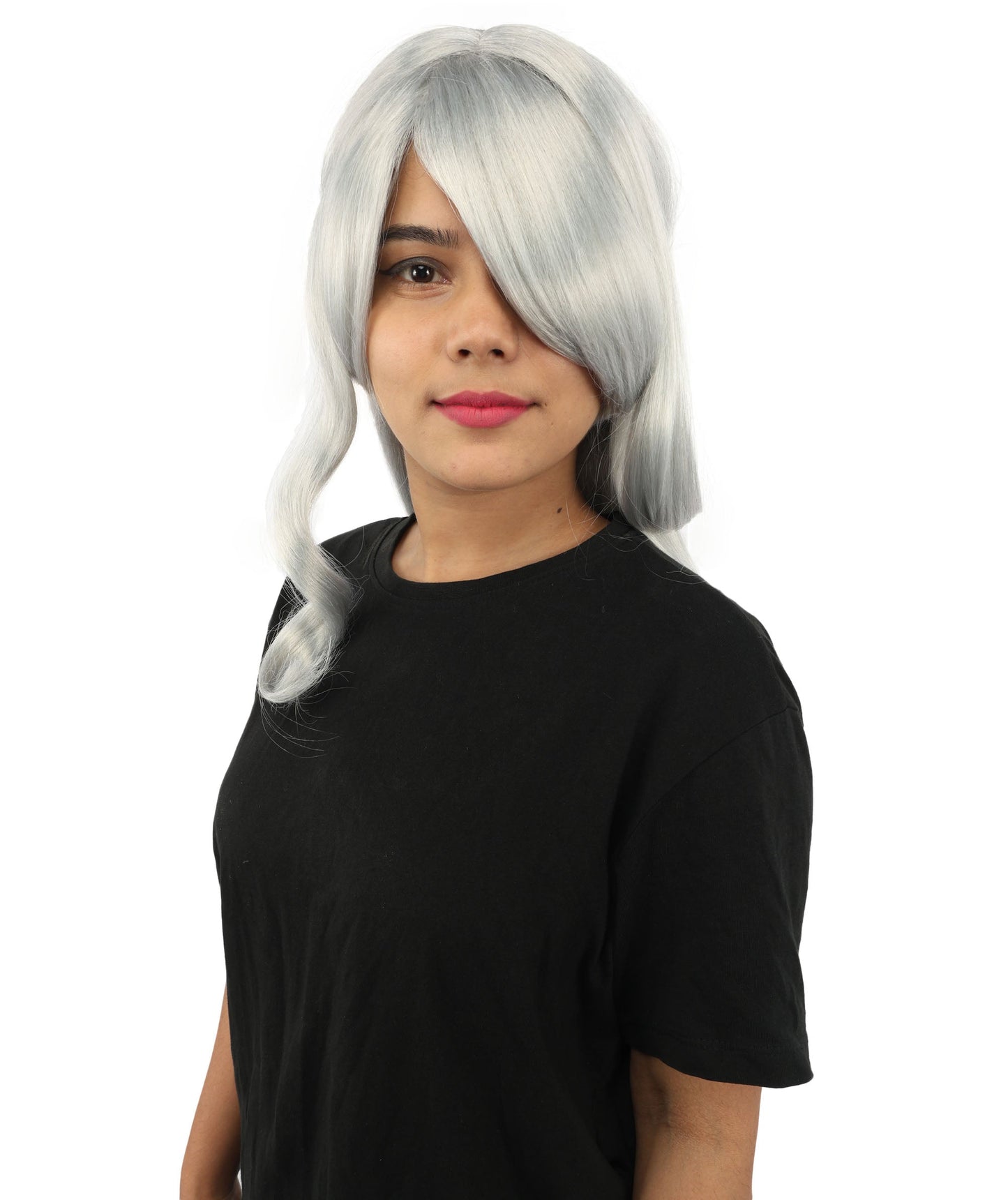 HPO Adult Women's Anime Character Wig | Multiple Color Options | Synthetic Fiber with Side Swept Bangs and Top Tuft | Halloween Party and Comic Con Events