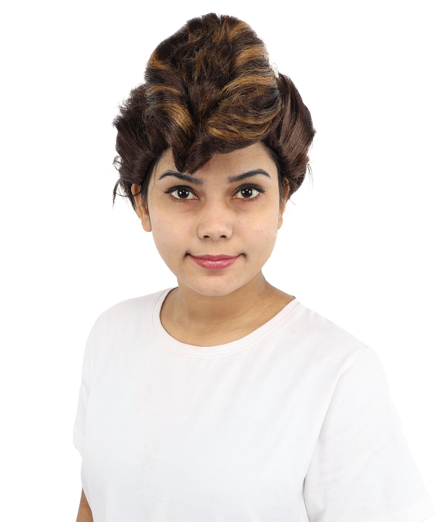 HPO Women's 11-Inch Elegant, Sleek Dark Brown Pixie Cut Wig | Vintage-Inspired Style with Capless Cap | Ideal for Cosplay, Costume, and Themed Parties