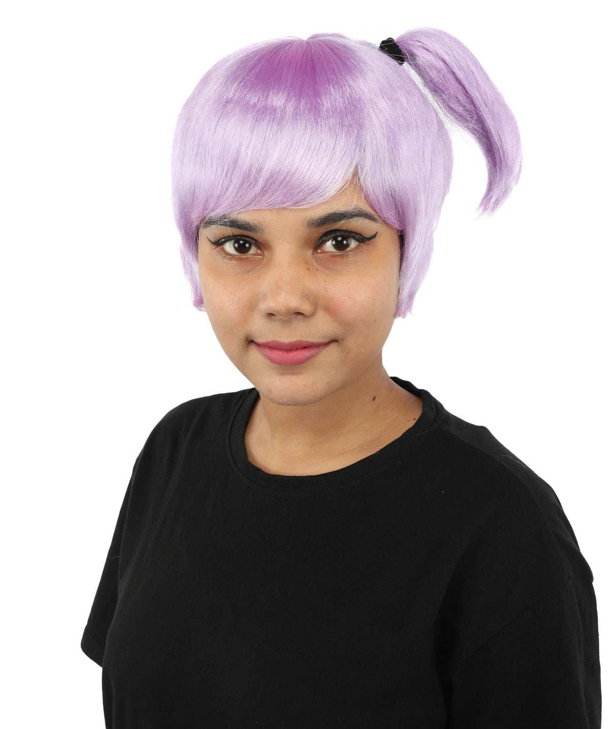 HPO Adult Women's Anime Trainer Character Wig | Vibrant hue multicolor options, create of synthetic fiber, short choppy bob with high side ponytail, breathable base | Cosplay, Halloween, theater, party, performance, costume events