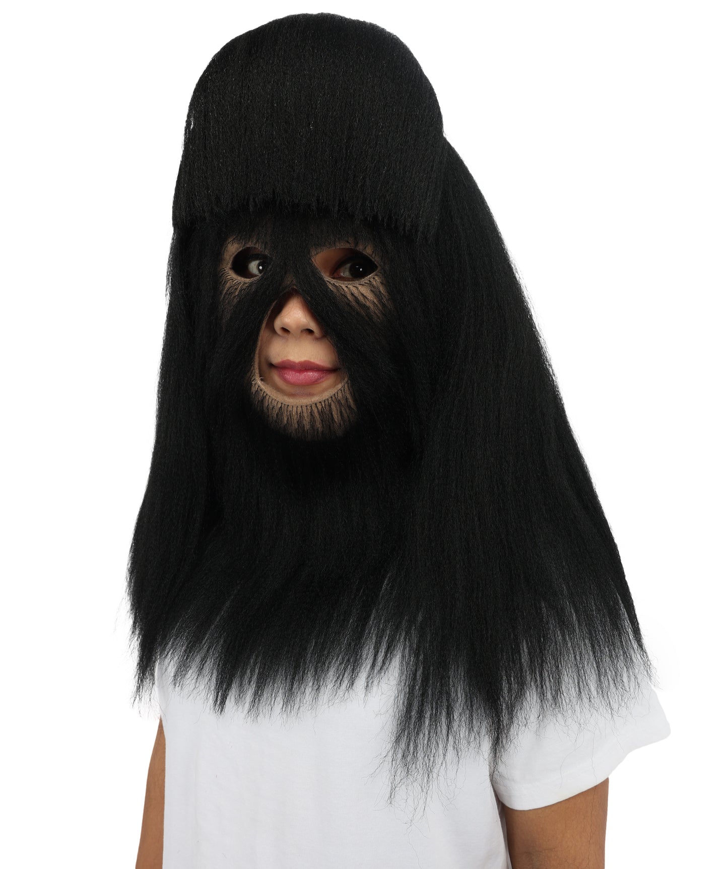 HPO Teen Extreme Hairy Person Costume Bundle & Mask Set - Full-Body Hair Suit Extra-Long Costume Wig for Halloween, Cosplay & Parties - Multiple Color Options