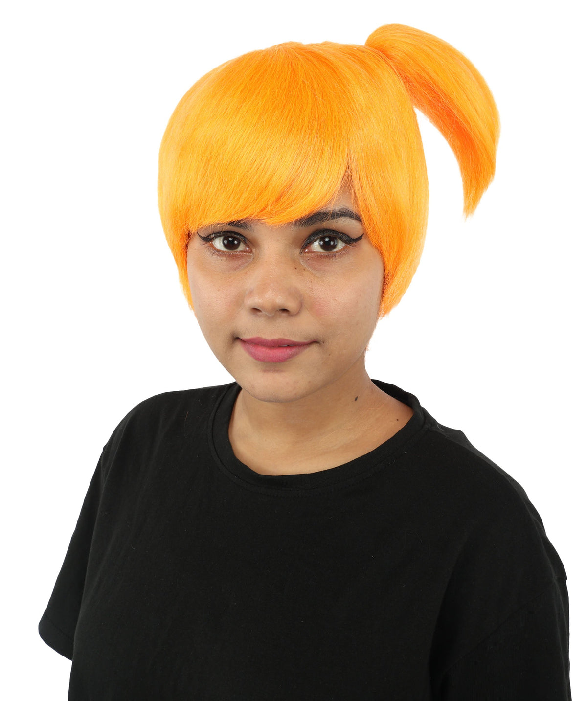 HPO Adult Women's Anime Trainer Character Wig | Vibrant hue multicolor options, create of synthetic fiber, short choppy bob with high side ponytail, breathable base | Cosplay, Halloween, theater, party, performance, costume events