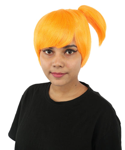 HPO Adult Women's Anime Trainer Character Wig | Vibrant hue multicolor options, create of synthetic fiber, short choppy bob with high side ponytail, breathable base | Cosplay, Halloween, theater, party, performance, costume events