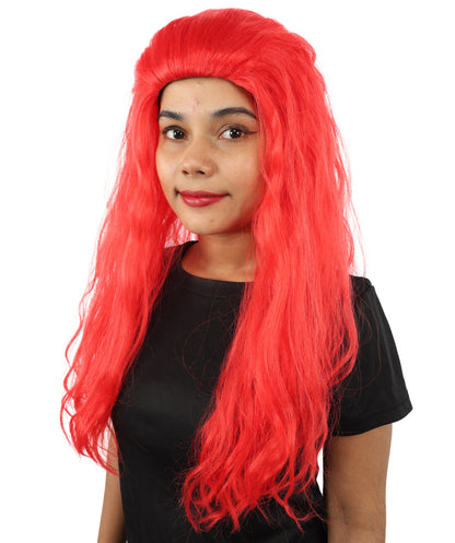 HPO Women’s Pink Long Wavy Wig | 25 Inch Long Hair with Capless Cap Design | Ideal for Playful at Halloween Cosplay, and Themed Parties