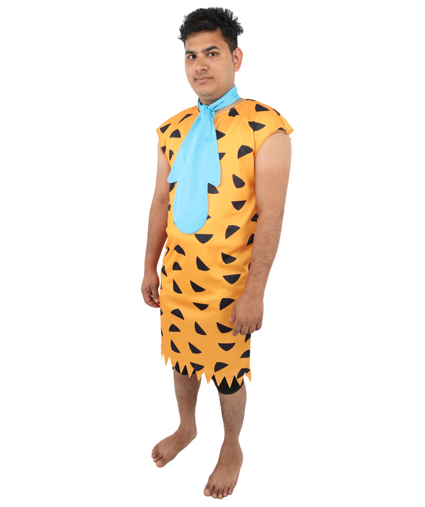 HPO Men’s Prehistoric Caveman Multicolor Costume | Animal-Print Tunic & Belt Outfit | Halloween, Themed Parties, Stage & Cosplay Costume