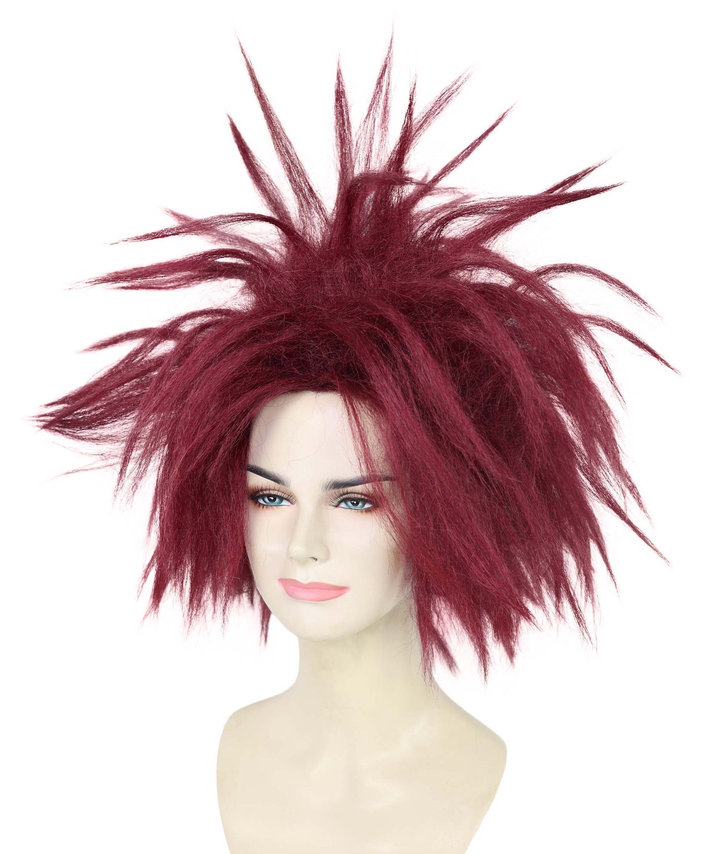 HPO Women’s Burgundy Spiked Mohawk Wig | Wild Punk-Inspired Glam Wig with Fluffy Volume | Bold Festival & Party Costume Hair