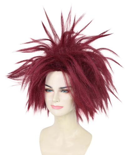 HPO Women’s Burgundy Spiked Mohawk Wig | Wild Punk-Inspired Glam Wig with Fluffy Volume | Bold Festival & Party Costume Hair