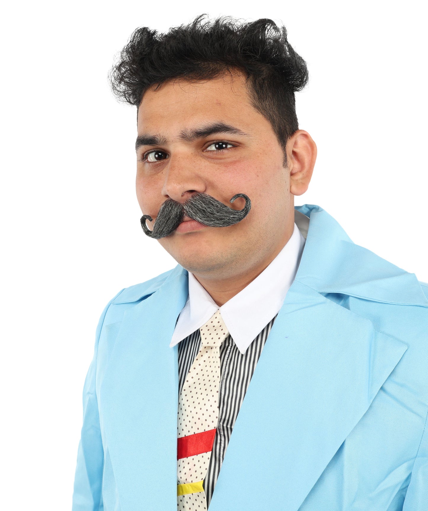 Men's Rollie Fingers Style Moustache Set | Gray Fancy Facial Hair