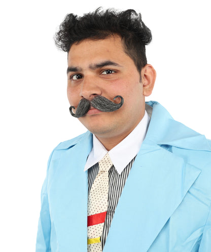 Men's Rollie Fingers Style Moustache Set | Gray Fancy Facial Hair
