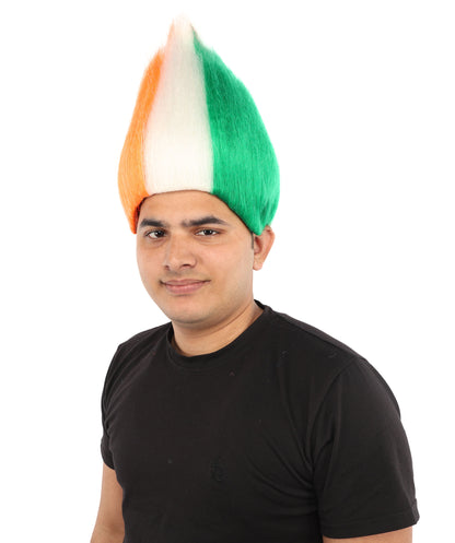 HPO Unisex Côte d’Ivoire Flag Troll Wig – Orange, White, and Green Spiky Hair | Ideal for Sports Football, Sports Events & National Celebrations