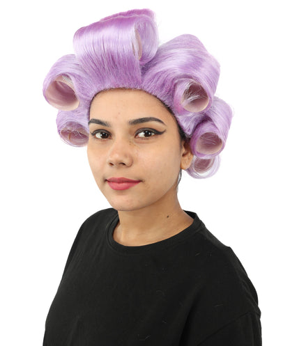 HPO Adult Women's Retro Roller Set Pink Wig | Multiple Color Options, create of synthetic fiber, large cylindrical curler texture, capless cap | Party, Halloween, theater, drag, performance, costume events