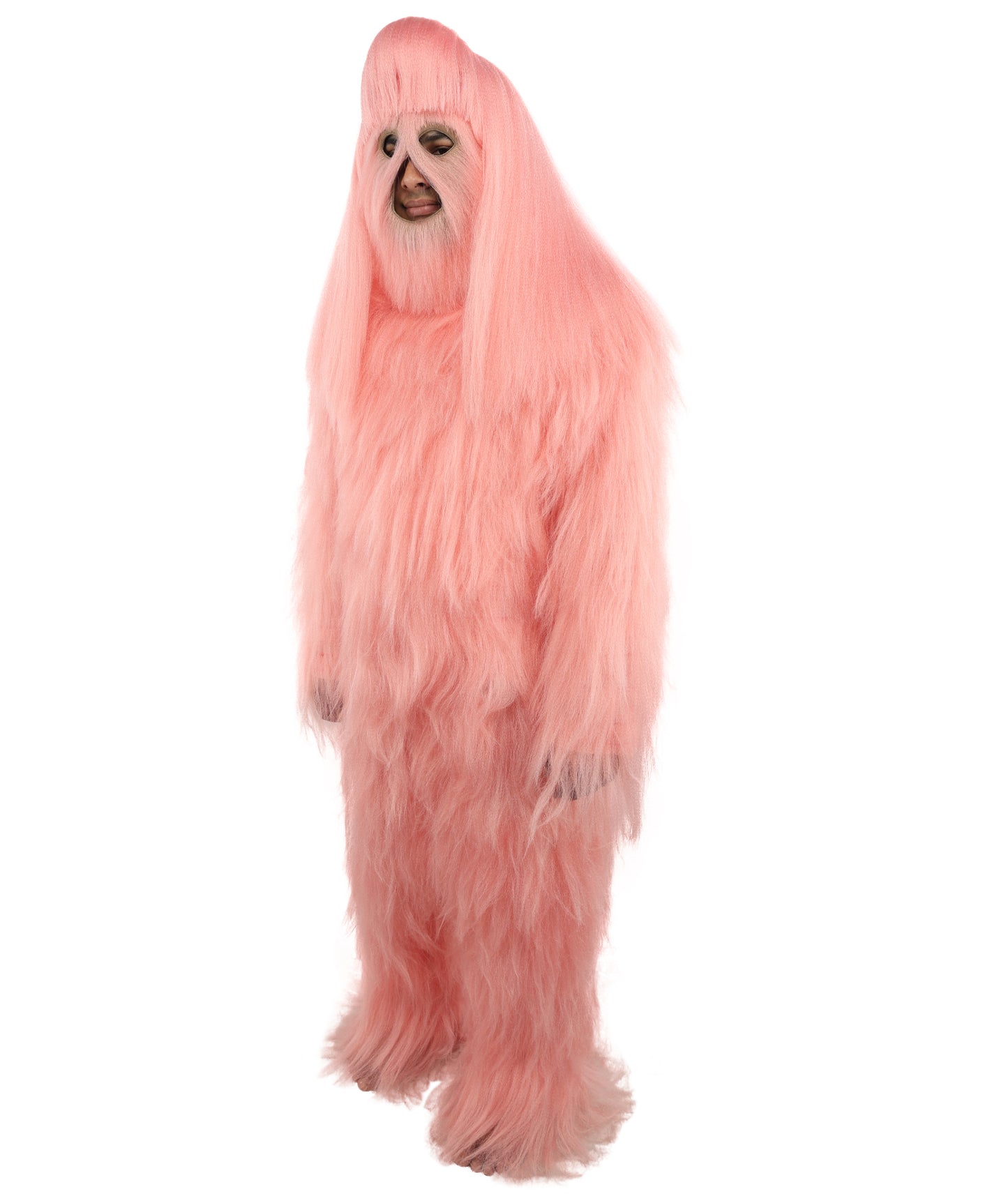 HPO Unisex Extreme Hairy Person Costume, Mask and Bundle - Full-Body Hair Suit Extra-Long Ash Brown Costume Wig for Halloween, Cosplay & Parties