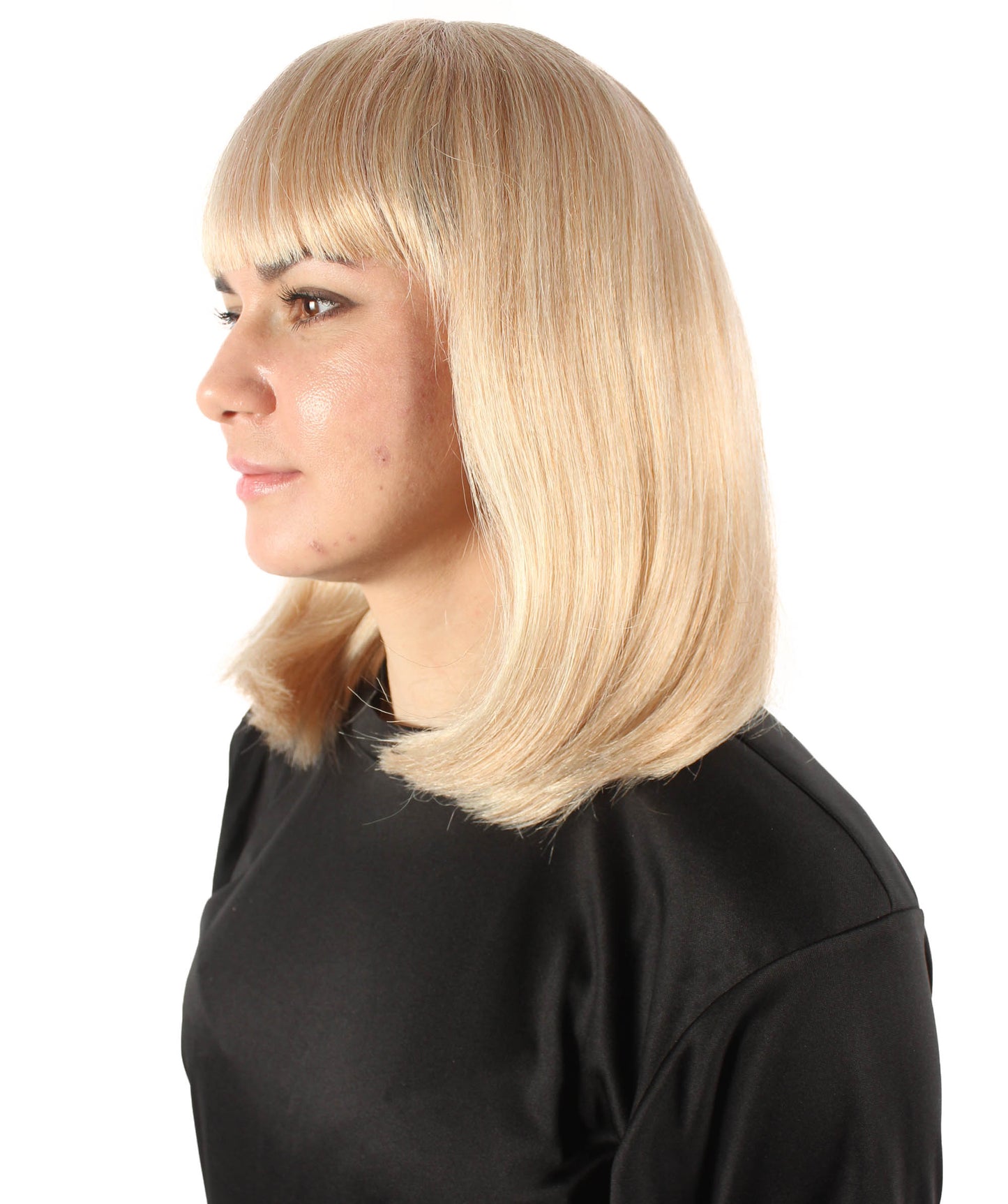 HPO Women's Shoulder Length Bob Wig Collection | Straight Halloween Wig Multiple Color Option | Premium Breathable Capless Cap