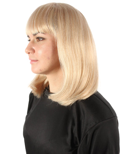 HPO Women's Shoulder Length Bob Wig Collection | Straight Halloween Wig Multiple Color Option | Premium Breathable Capless Cap
