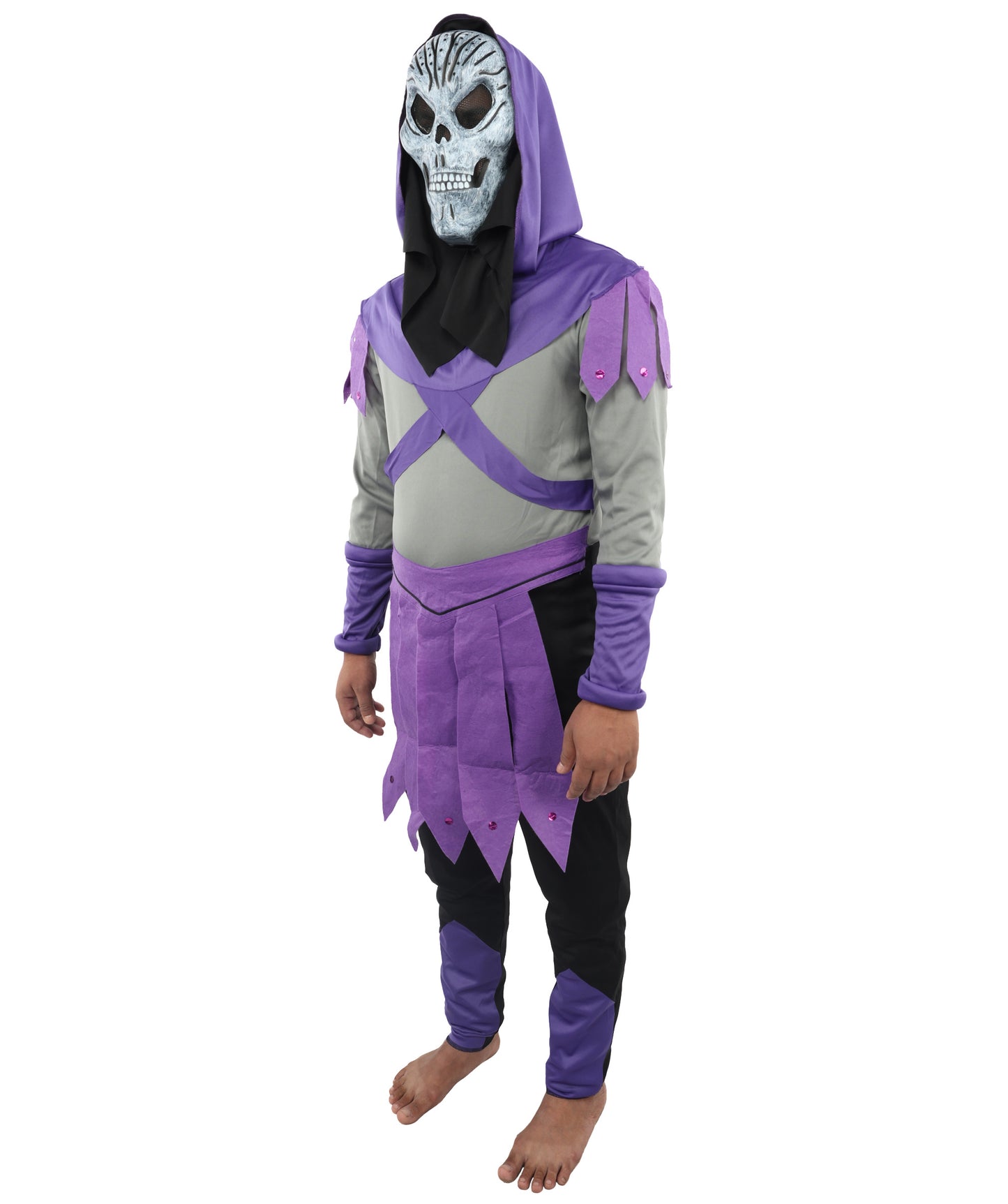 HPO Men's Multicolor Skull Sorcerer Costume – Dress & Mask Suit | Fantasy Villain Outfit for Halloween & Cosplay