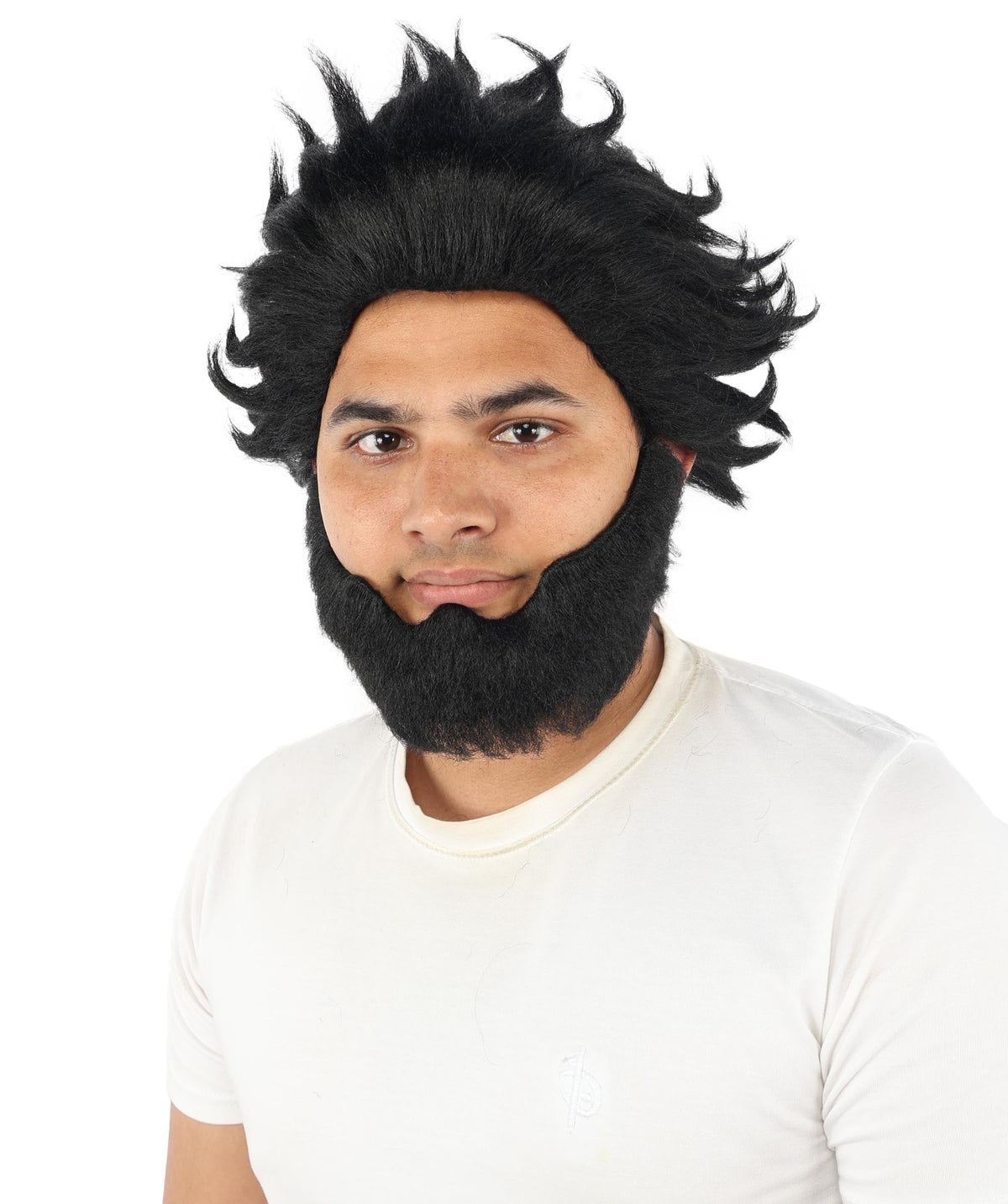 HPO Adult & Teen Men’s 11-Inch Spiky Wig with Beard Set | Multiple Color Options, Ideal for Cosplay, and Themed Events | Bold Style for Fun and Creative Looks