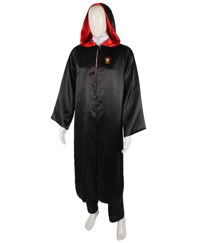 HPO Men's Fantasy Novel Series Wizard Black Robe Cloak Costume | Suitable for Halloween | Flame-retardant Synthetic Fabric