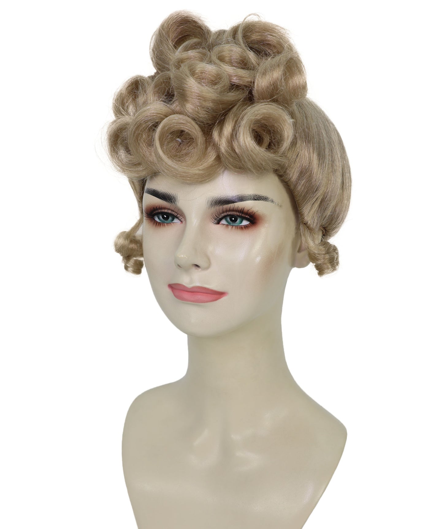HPO Women’s Vintage Edwardian Updo Dark Blonde Wig | Classic Early 20th Century Hairstyle | Synthetic Fibers with Adjustable Cap for Cosplay & Stage