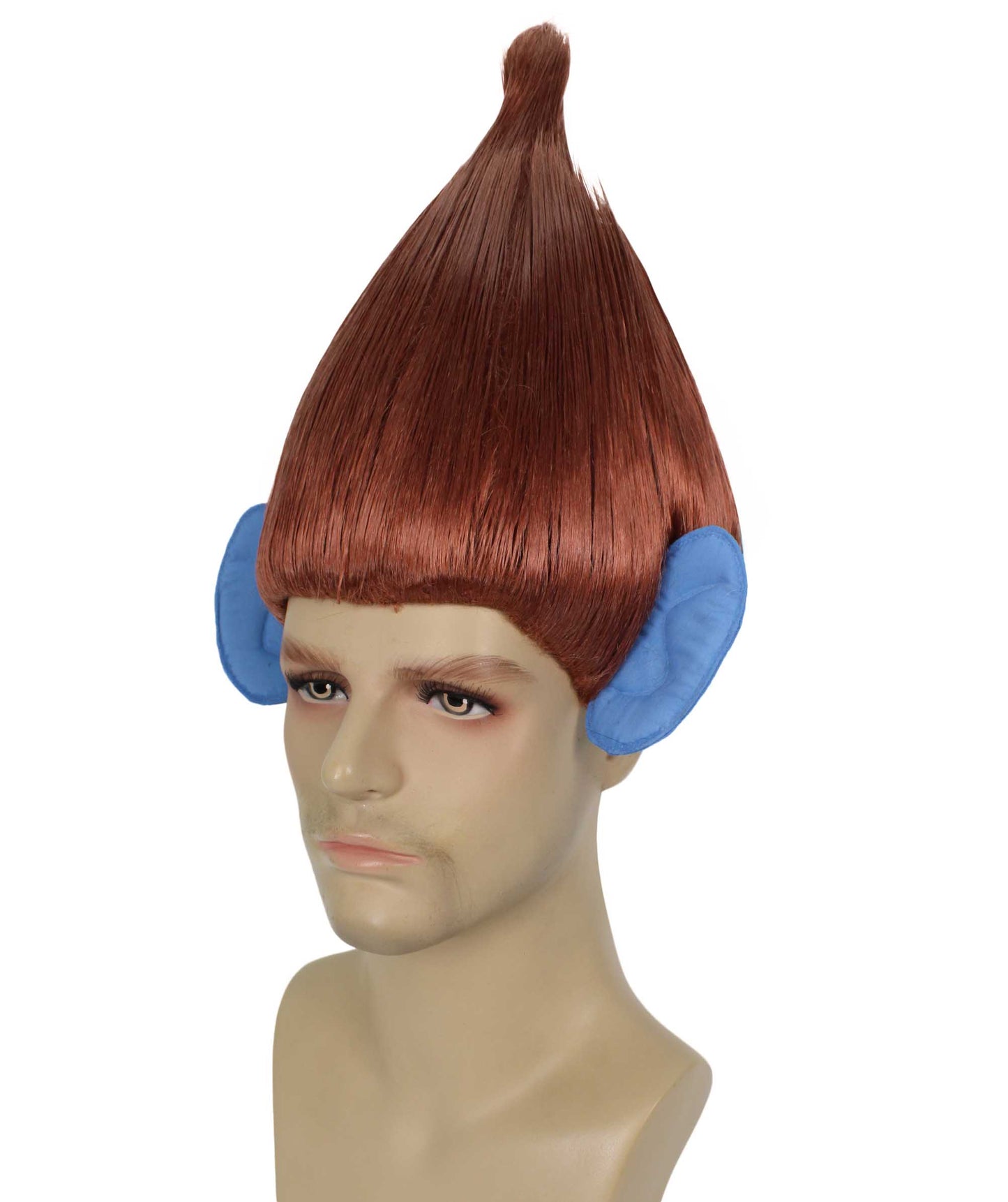 HPO Men's Pointy Diamond Guy Troll Wig with Blue Ears,Multiple Color,Flame-Retardant Synthetic Fiber