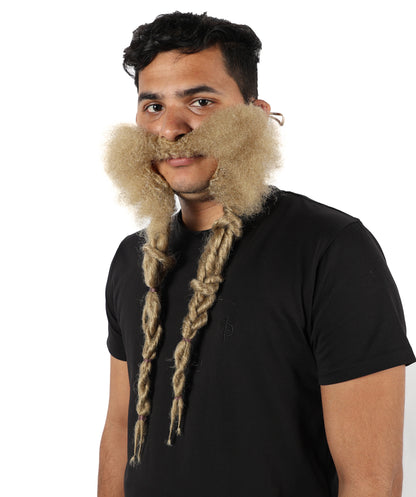 Medieval Warrior Mustache and Beard Set | Brown Synthetic Facial Hair | Historical Cosplay & Halloween Accessory