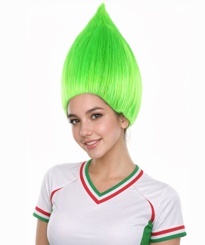 Troll Style Unisex Wig Santa's helper Neon Green Kids Wig | HPO