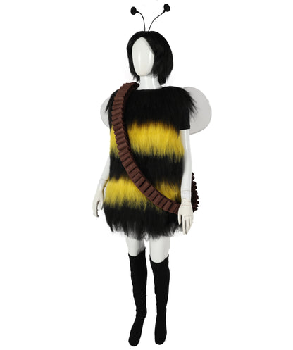 HPO Multicolor Short Killer Bee Costume | Suitable for Halloween | Synthetic Fabric