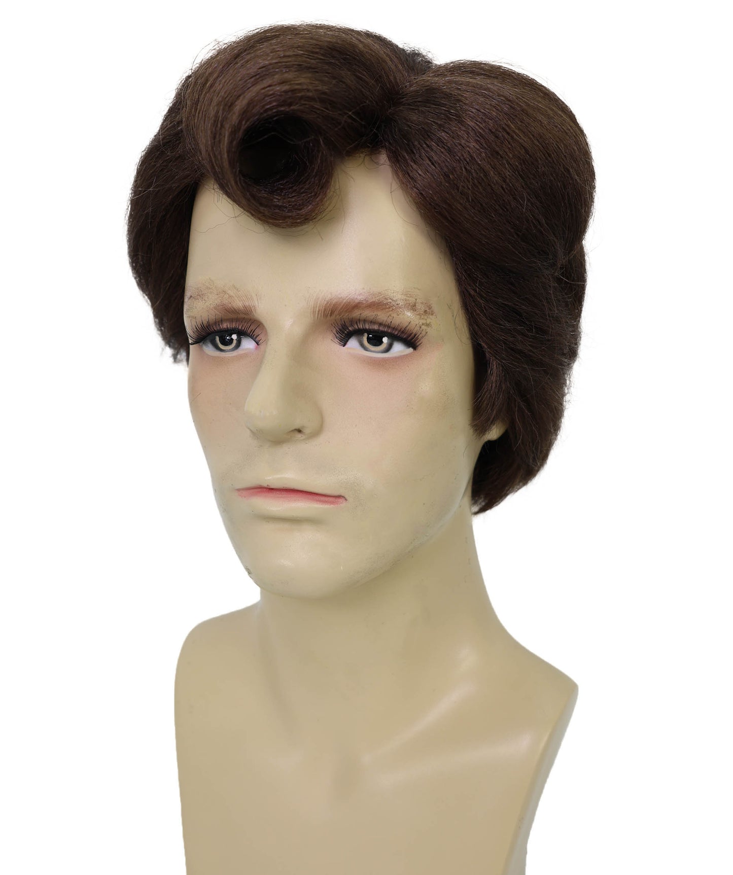 Adult Men’s Retro Rock‘n Roll Brown Greaser Wig | Vintage 50s Wig Style for Parties and Theater | Flame-retardant Synthetic Fiber