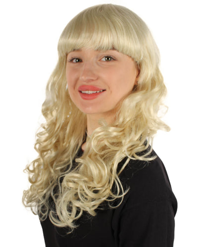 HPO Women's Wig for Fancy Anti-Hero Girl | Long Curly Party Ready Fancy Halloween Wigs | Premium Breathable Capless Cap